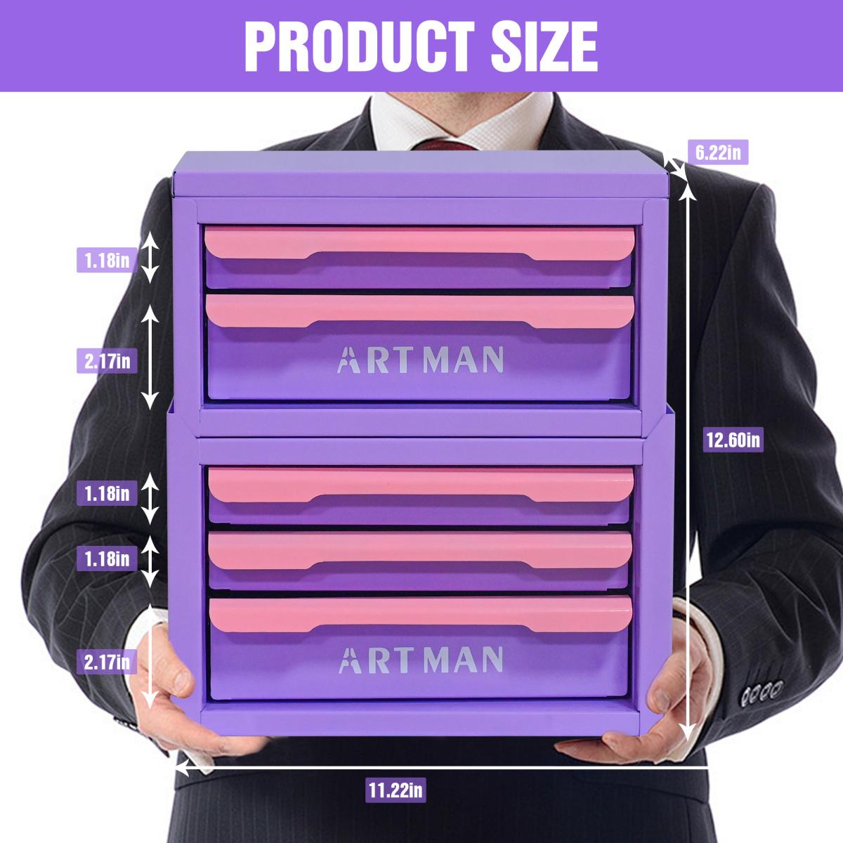 Desktop Drawer Storage Box Organizer, Stackable Desk Organizer with Pull Out Drawers, Office Stationery and Cosmetic Storage for Home Workspace