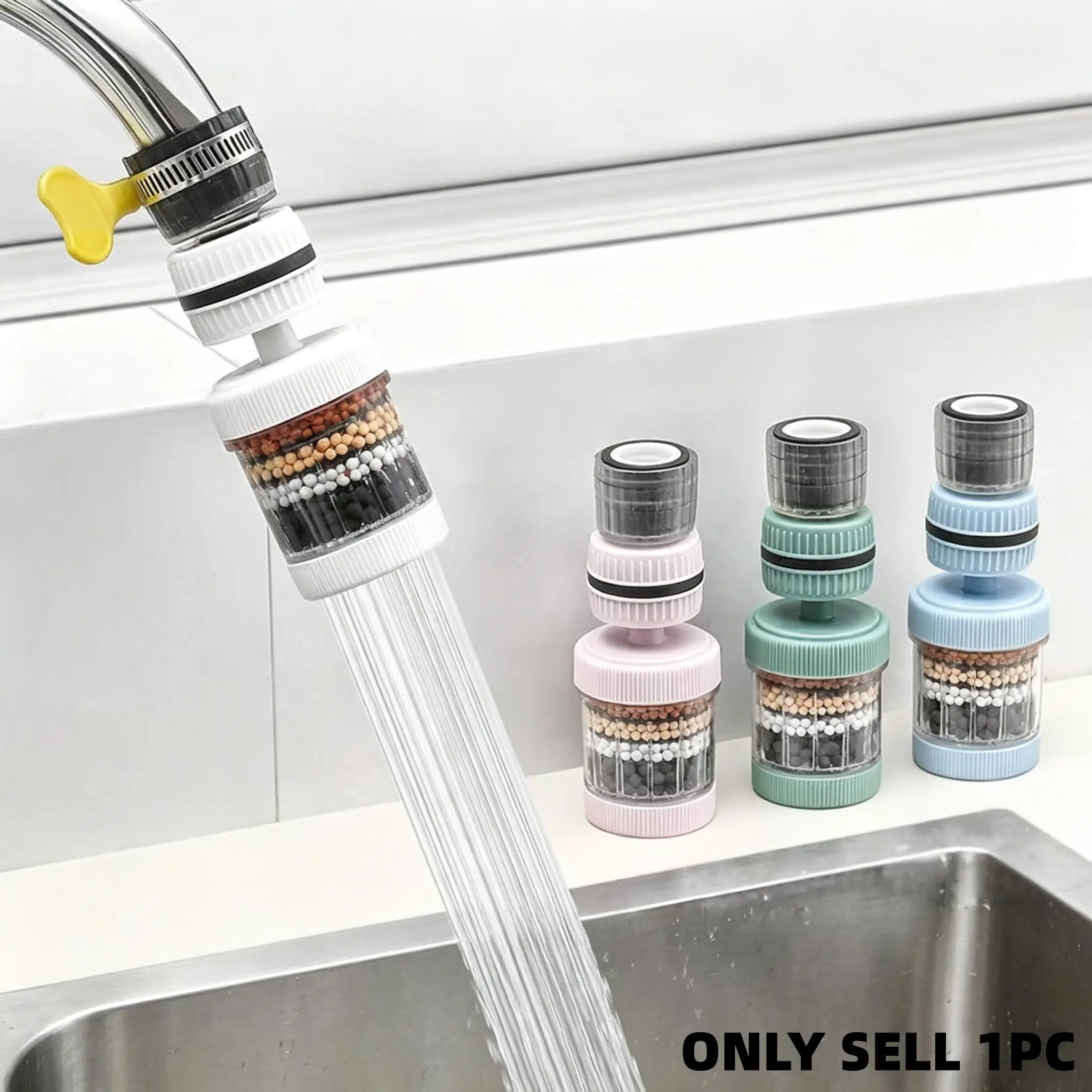 Six-Layer Water Filter Faucet, 360-Degree Rotatable Design, Universal Faucet for Home Kitchen and Bathroom, Efficient Water Filtration, Water Filter for Sink Faucet
