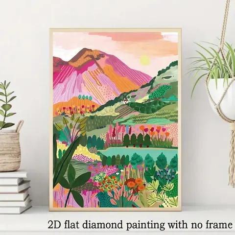 Flower Landscape Pattern Diamond Painting Kit, DIY Diamond Painting Without Frame, Handmade Art Crafts For Home Decor, DIY Craft Supplies, Handicraft