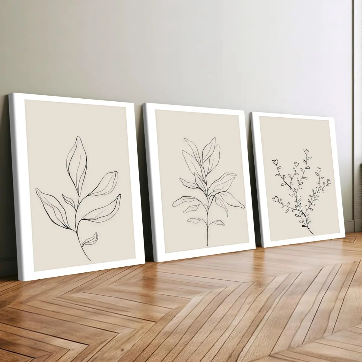 3-Pack Wood Frame Canvas Posters, Minimalist Nordic Art, Modern Home Decor, Waterproof & Odorless, Ideal for Bedroom & Office