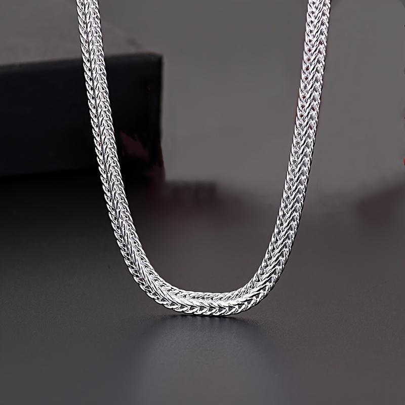 Fine 925 Sterling Silver 6MM Geometry Bracelet Neckalce Jewelry Sets for Women Man Luxury Fashion Party Wedding Accessories