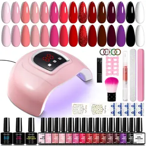 LIMEGIRL Gel Nail Polish Kit With UV Lamp 15 Color SemiPermanent Gel Nail Polish Kit With Frosted Top Paint PrimerNail Tool Set Nail Polish Luminary Gel Nail Nail kit Nail ArtStarter Kit for Beginners