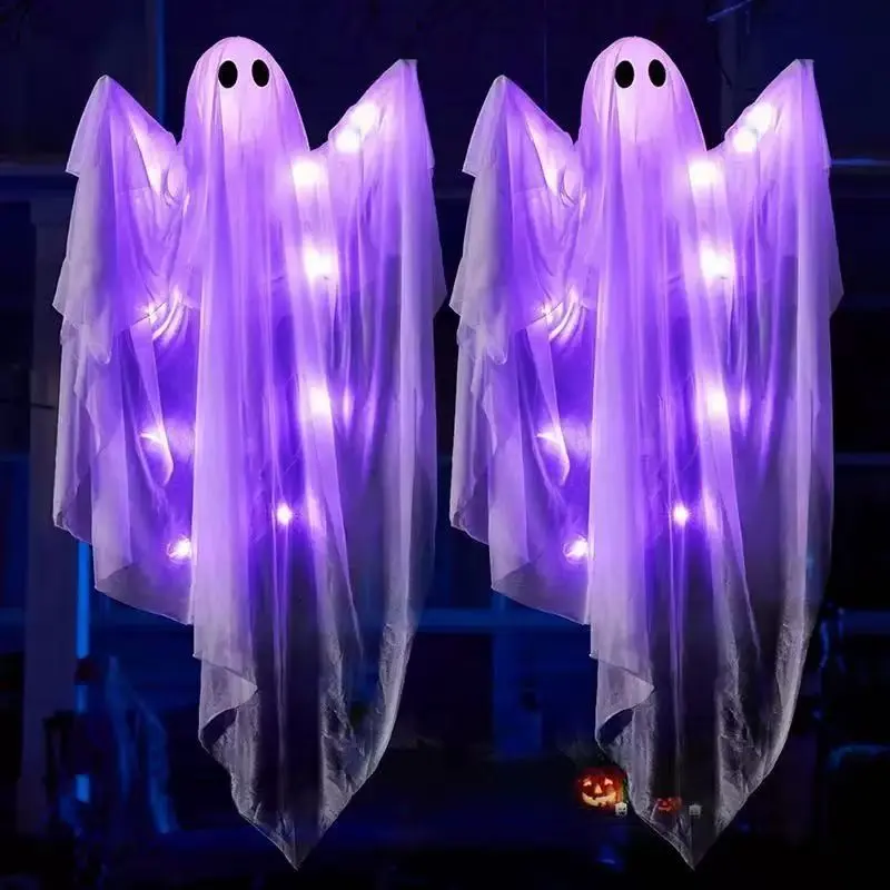 Halloween Glowing Large Ghost Pendant, Outdoor Hanging Decoration, Garden Light-Up Ornament, Halloween Props, Festive Decorations