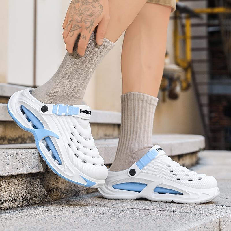 TikTok Made Me Buy It Viral Men's Clogs Streetwear Thick Sole Sandals Non-Slip Breathable Outdoor Beach Shoes Lightweight Comfort Slides Summer Essentials Gift for Him Cyberpunk Design Quick Drying Garden Shoes