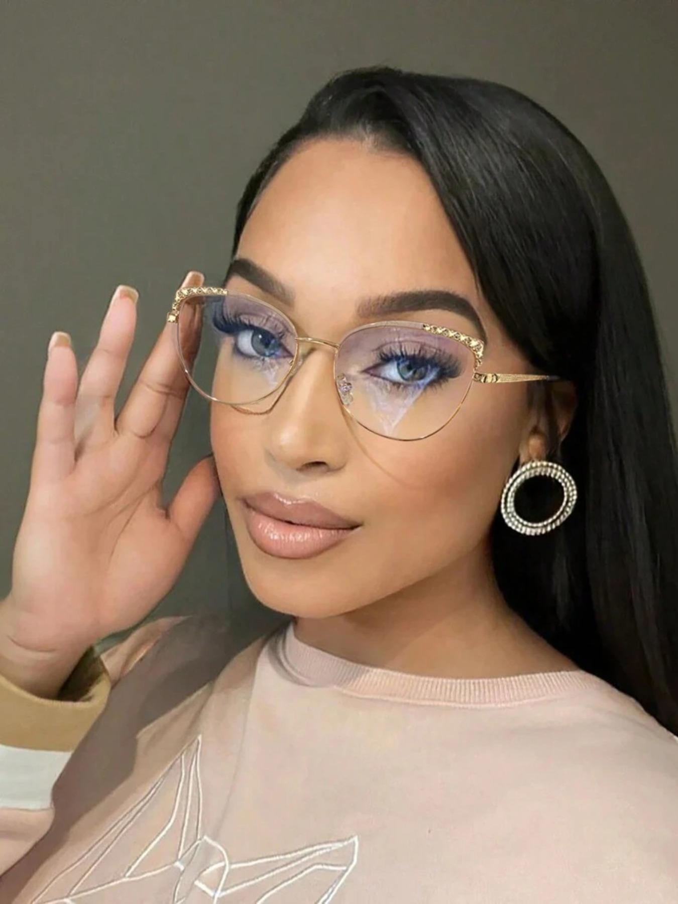 Women's Vintage Cat Eye Frame Eyeglasses, Blue Light Blocking Eyeglasses for Everyday Use, Fashionable Frames Glasses, Fashion Accessories for Outdoor Activities