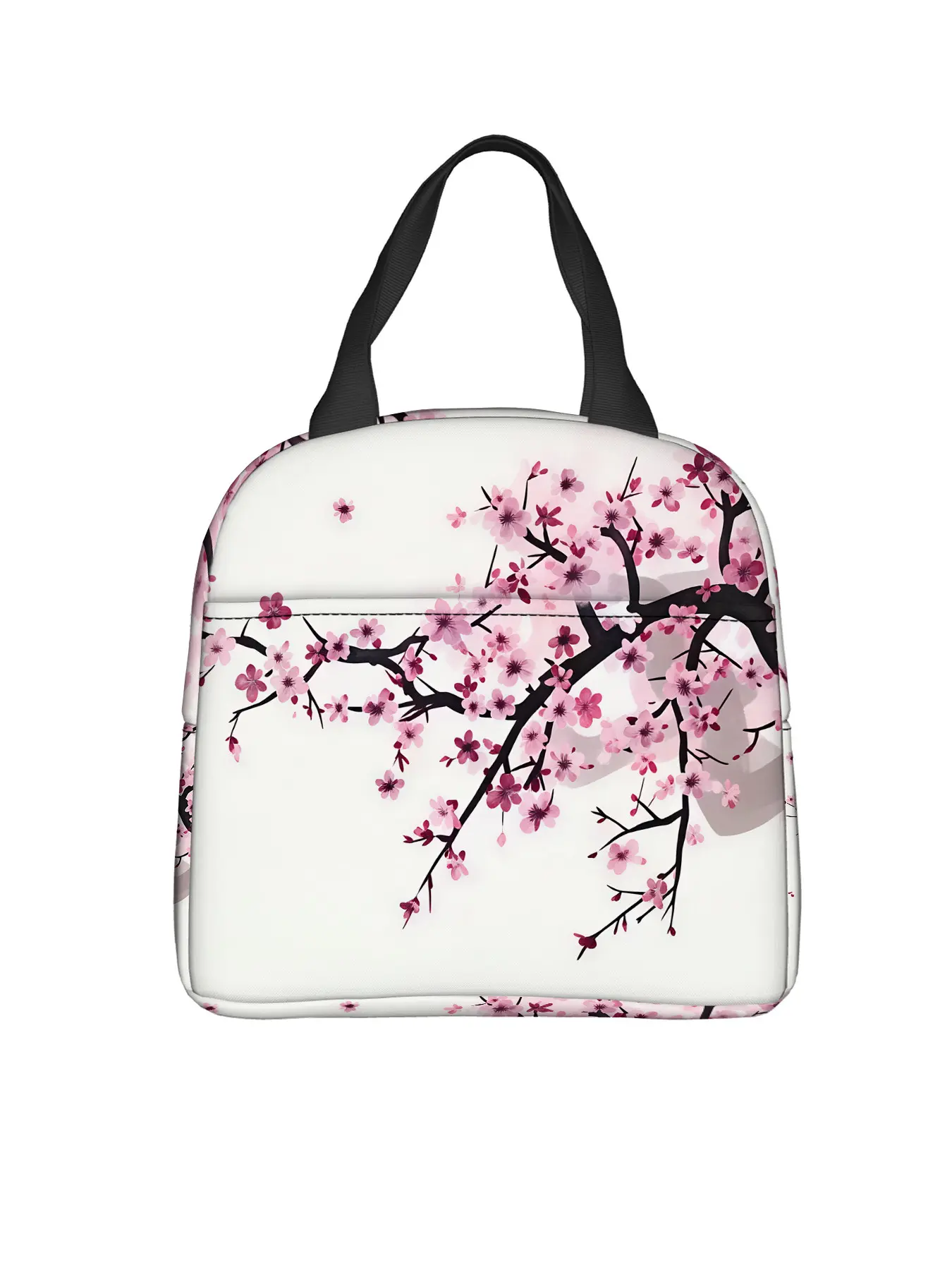 Watercolor Ancient Style Plum Blossom Branch Women's Lunch Bag, Portable Insulated Lunch Pouch, Heatproof Leak-Proof, Office Camping Picnic Use, Work Lunch Bag