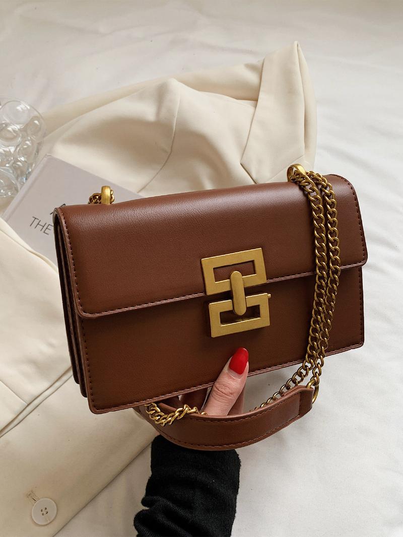 Fashion Chain Strap Quilted Pu Leather Square Bag, Simple Plain Rhombus Embossed Fashionable Crossbody Bag, with Adjustable Shoulder Strap, Daily Commuting Casual Shoulder Bag for Women