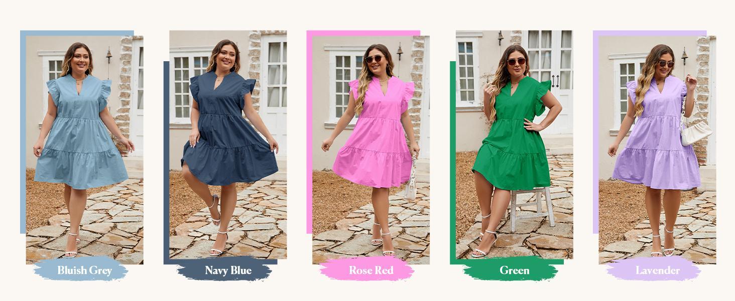 【1XL-5XL】Imily Bela Curve Plus Size Dresses for Women Summer Ruffle Short Sleeve V Neck Dress Tiered Swing A Line Babydoll Mini Dress 【1XL-5XL】Imily Bela Curve Plus Size Dresses for Women Summer Ruffle Short Sleeve V Neck Dress Tiered Swing A Line Babydoll Mini Dress
