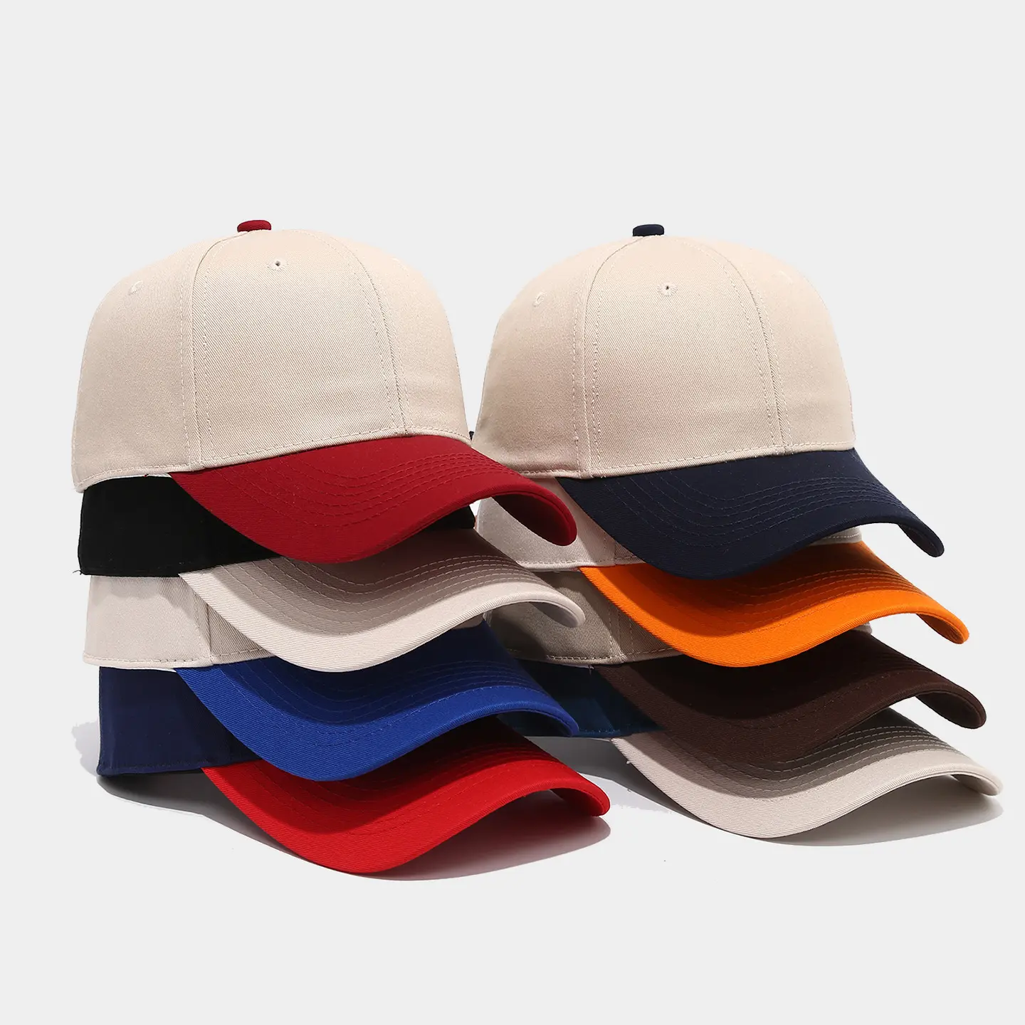 Vintage Two Tone Baseball Cap for Women Men • Retro Contrast Color Block Visor Dad Hat Unstructured Blank Cotton Canvas Sun Hat
