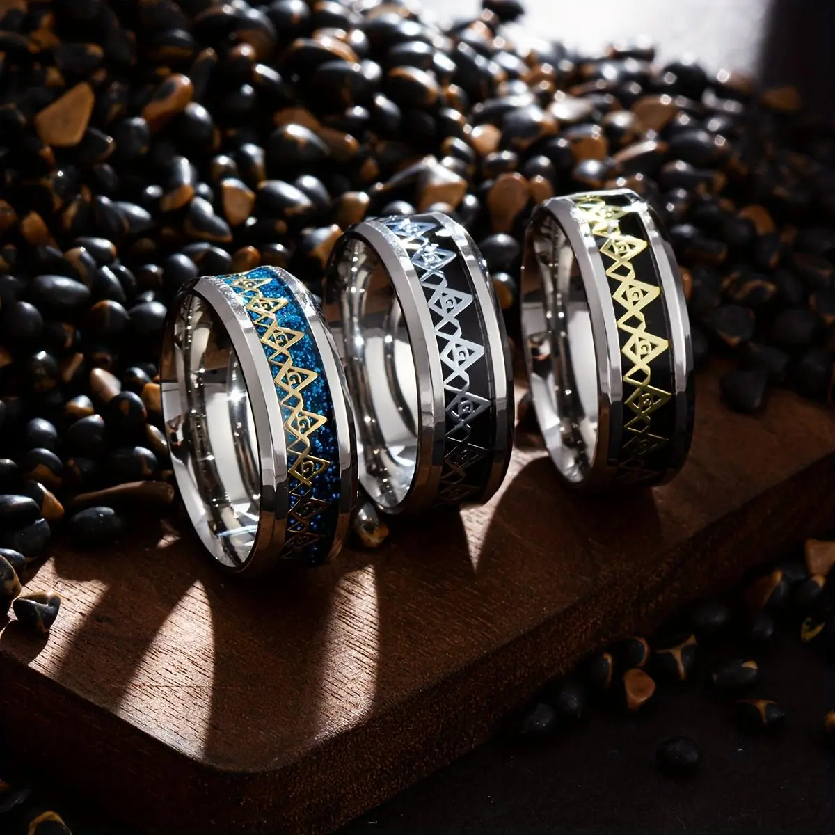 201 201 Stainless Steel Masonic Pattern Ring Men'S Ring New Fashion Metal Religious Amulet Ring Additions Party Jewelry Size 6-13