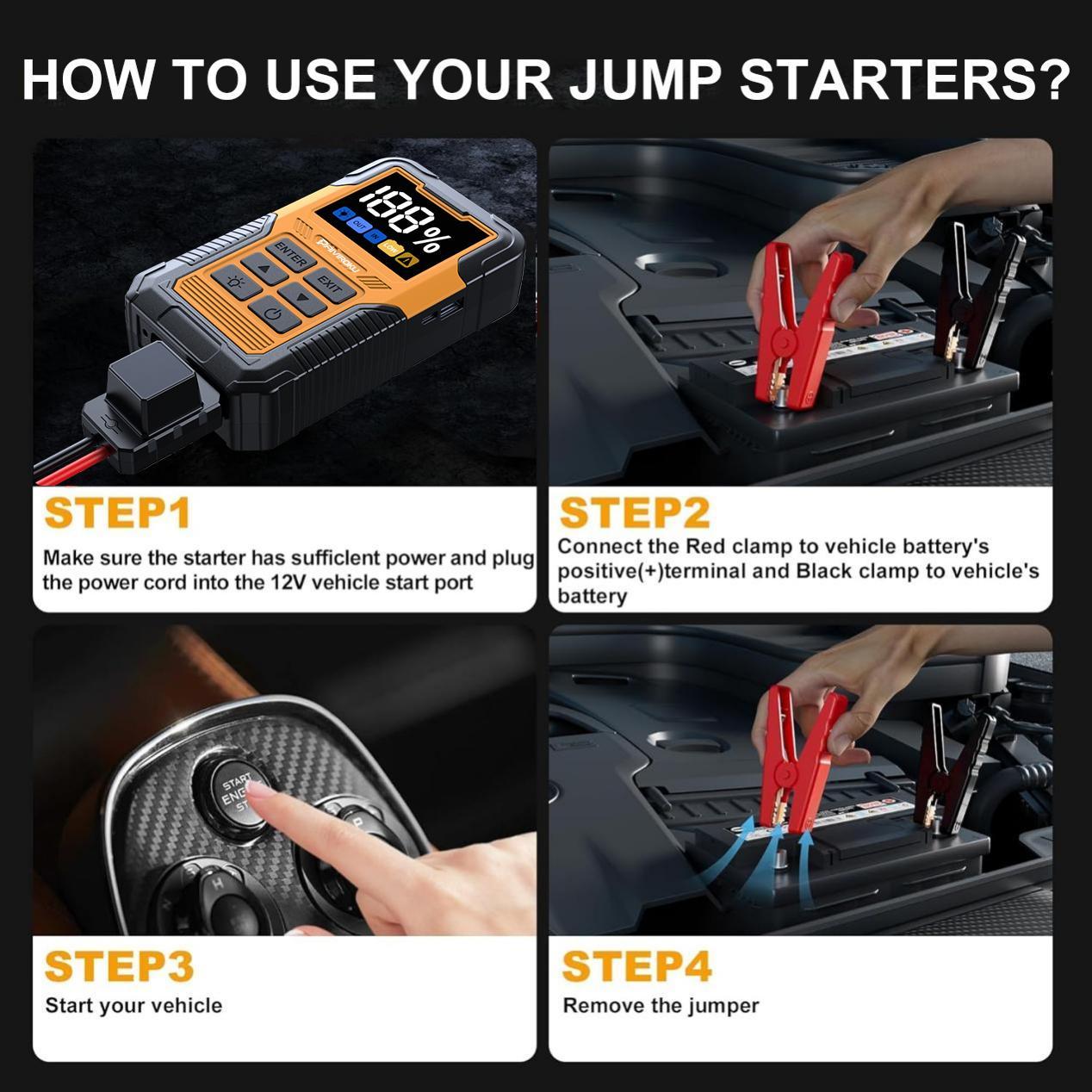 5000A Car Battery Jump Starter with OBD2 Scanner, 12V Portable Jumper Starter, Car Code Reader for Check Engine Light, OBDII Automotive Diagnostic Tool, Fault Code Scanner for Cars, SUVs, Motorcycles, All-in-One Vehicle Emergency Kit, Safe Quick Start & E