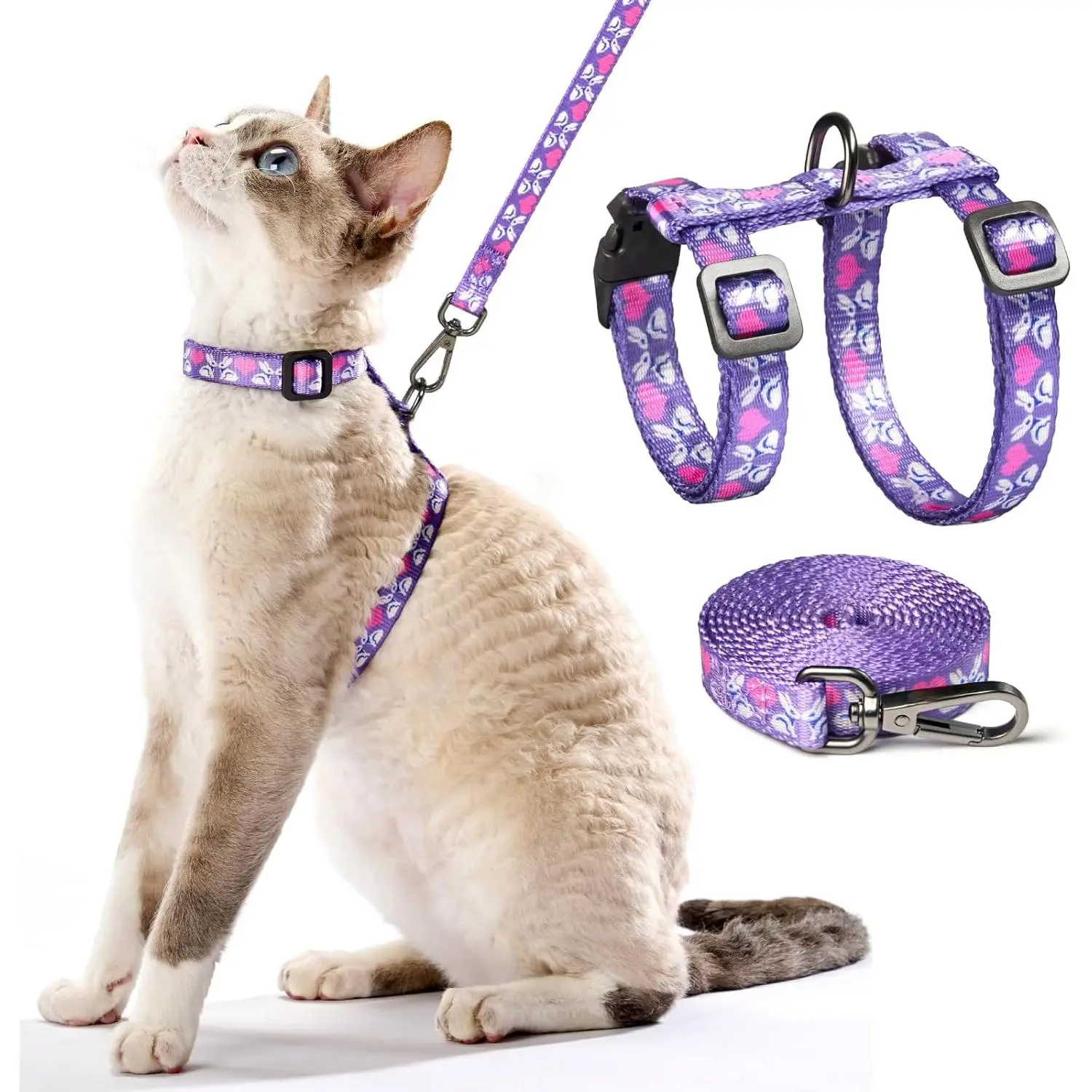 Escape-Proof Cat Harness with Leash, Soft Adjustable Lightweight Walking Vest for All Size Cats, Travel Safe Pet Harness Set