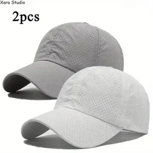 2-Pack Quick-Dry Baseball Caps for Men, Hats for Women - Lightweight, Breathable, Moisture-Wicking Sports Hats with Mountain Logo, Sun Protection for Hiking, Camping, Daily Wear,summervibes
