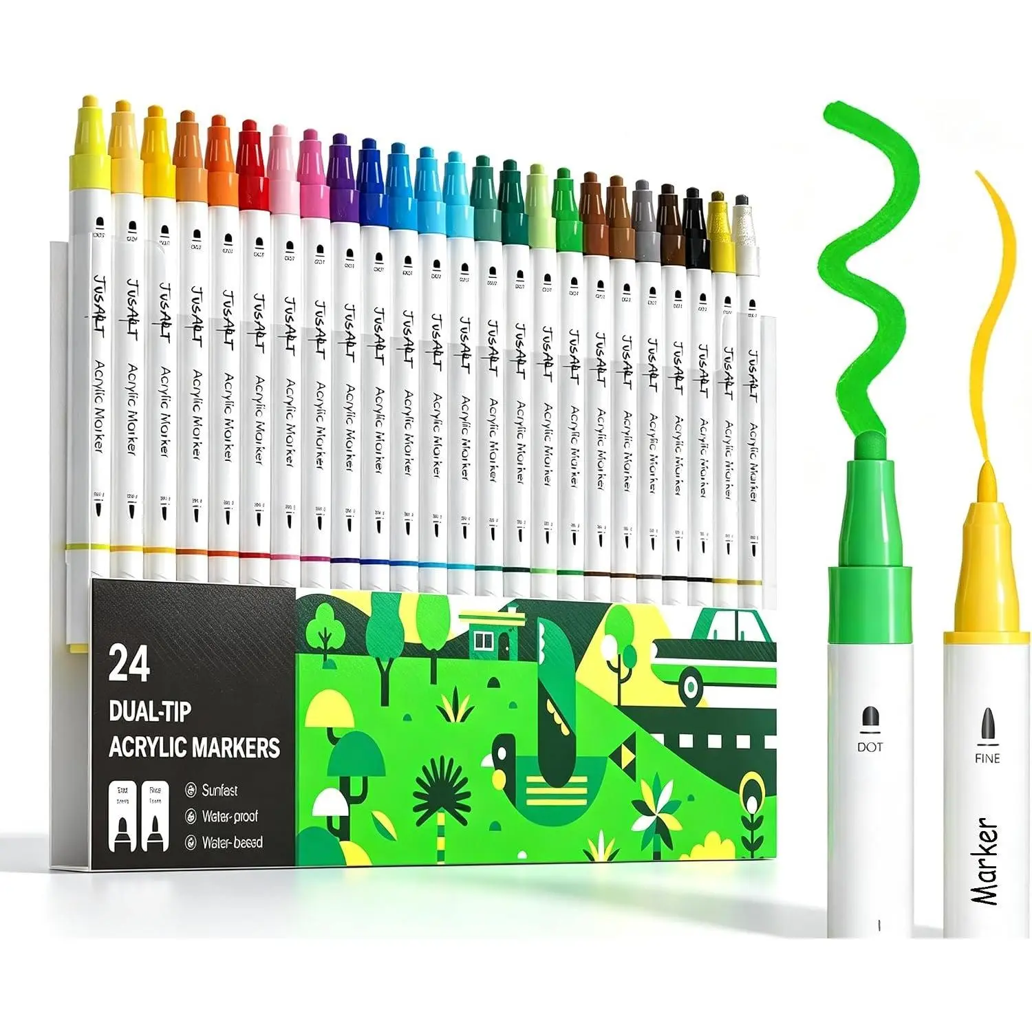 Markers 24 Colors,  Tip Art Supplies for Rock |  Markers for ,  Pens for  Glass Fabric, School Supplies & Classroom  Haves,   for Artists.