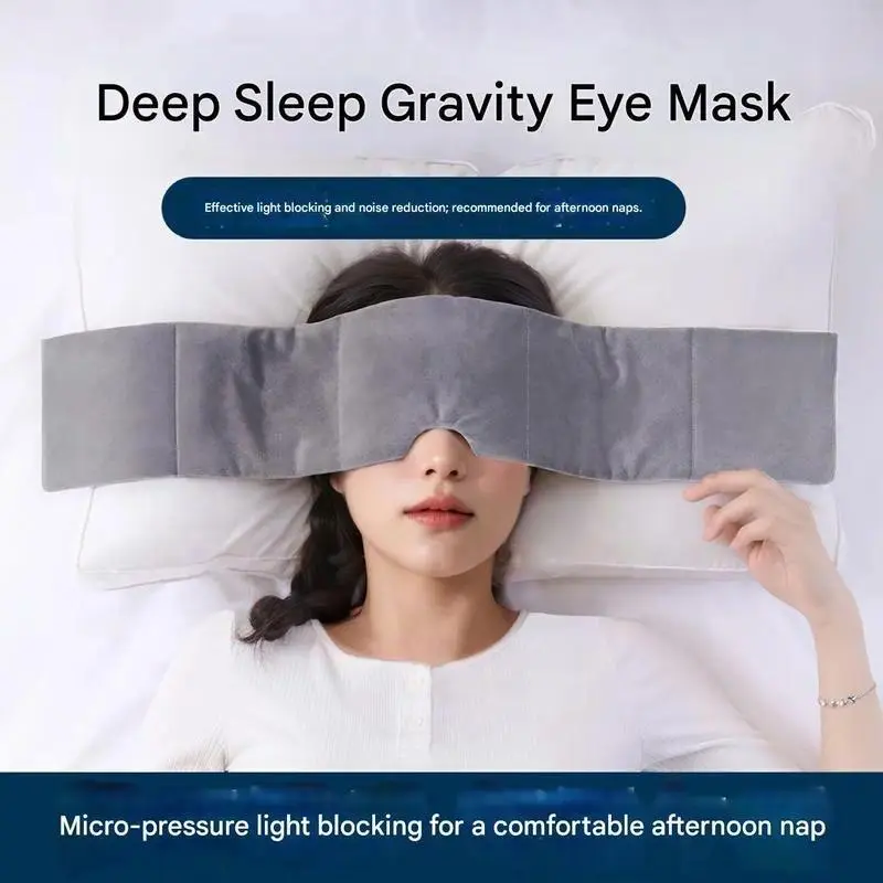 Weighted Plush Velvet Eye Mask for Adults, 299g Wrap-around Design with U-Shaped Fit for Total Light Blocking & Deep Sleep, Glass Bead, Restore, Weighted Eye Mask, Velvet Fabric, Relaxation, Hypoallergenic, Mite-Resistant, Pressure Distribution Design, Sy
