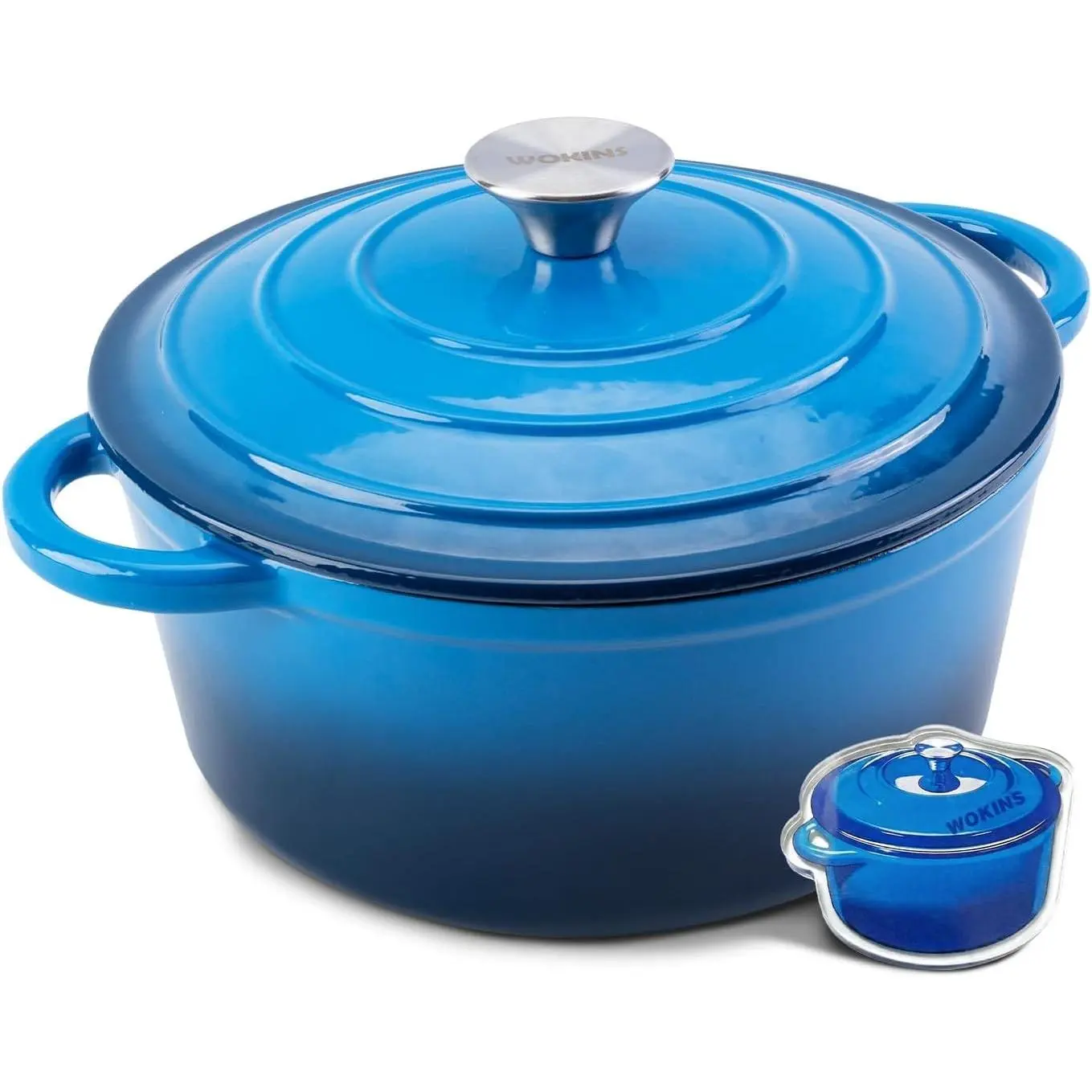 Enameled Cast Iron Dutch Oven - 5.5QT Pot with Lid,Oven Safe to 500°F,Heavy-Duty Cookware for Sourdough Bread Baking,Braising,Stews,Roasting Blue