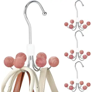 Hoodie Hangers 4-Pack with 6 Cedar Balls, 360°Swivel Purse Hanger, Scarf Hanger, Closet Hooks, Handbag Organizer, Bra Hanger, Accessory Organizers for Scarf, Tanktop, Hat, Hoodie CT57C