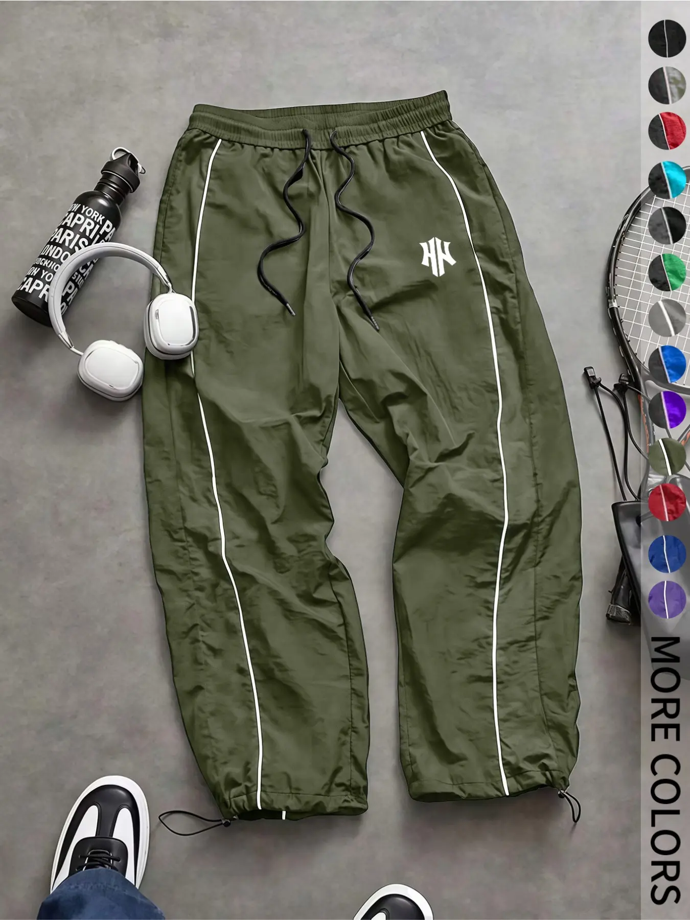 New Men's Casual Sport Pants, Loose Fit, Elastic Waistband, Fashionable Print, Lightweight Fabric, Perfect for Daily Wear, Casual Sportswear Pants