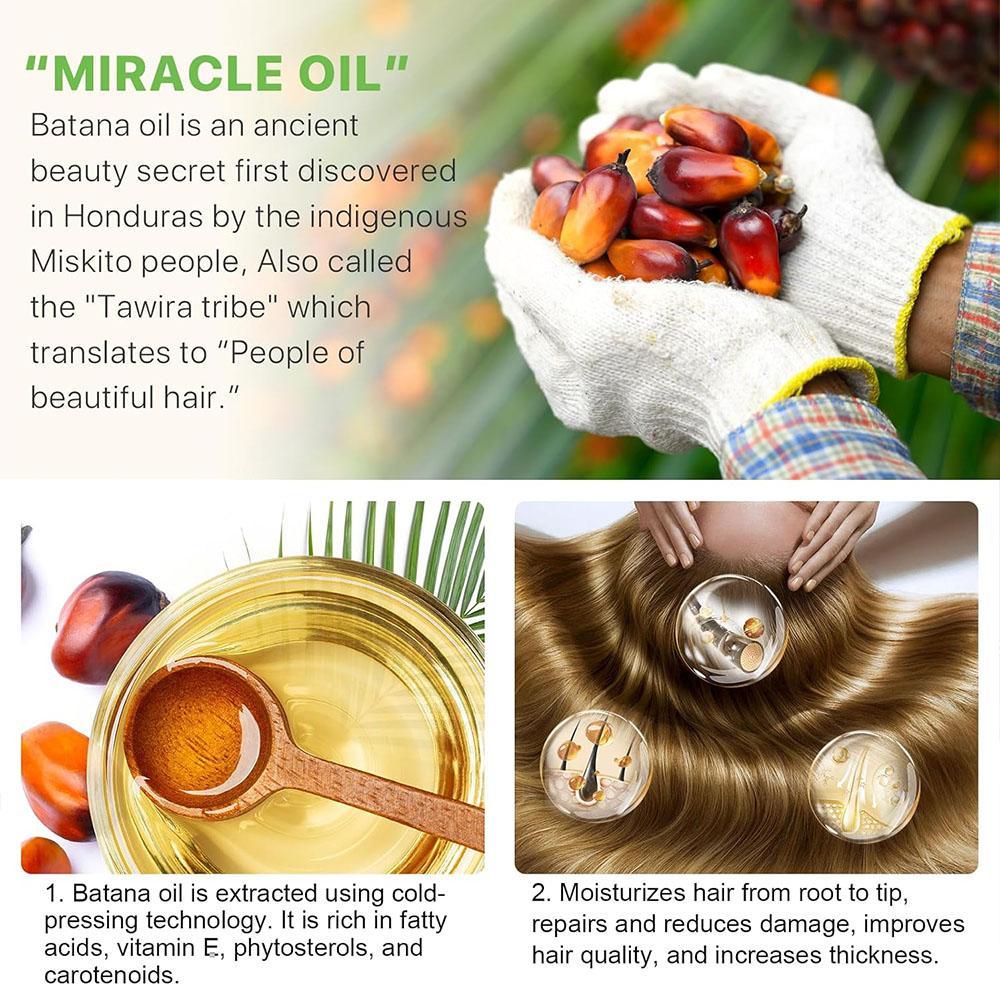 Batana Oil Hair Care Set - Hair Growth Bundle - Unrefined Batana Oil From Honduras To Achieve Thicker, Moisturizing Scalp Care, for Women Men, Nourishes The Hair Shaft, Fights Frizz, Haircare Solution, Mini Travel Set