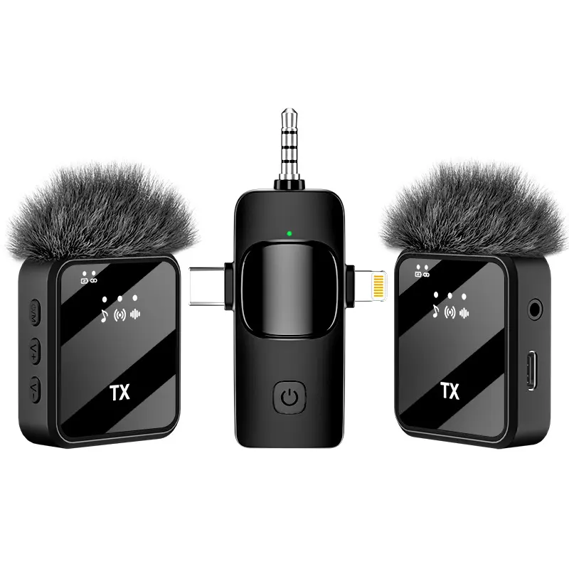 Wireless Lavalier Microphone 2 Pack, Dual Clip On Mini Mic for iPhone Android Camera and Smartphone, Clear Audio Recording with Noise Cancelling, Long Battery Life for Vlog, Interview, Podcast, YouTube and Live