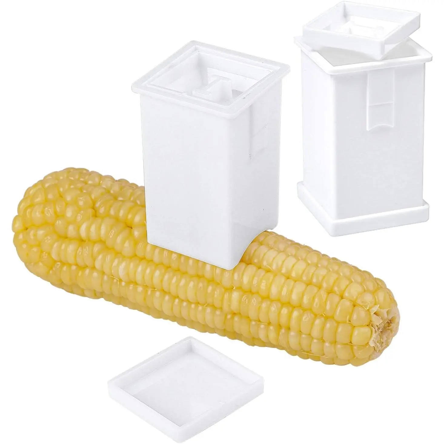 2 Pack Plastic Butter Spreader Corn Cob Butter Holder Spreads Butter Dispenser with Built-in Cover