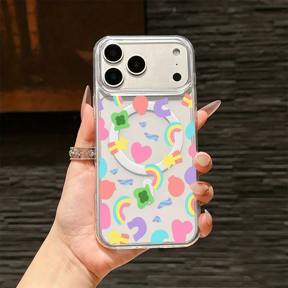 Pastel Rainbow and Cute Marshmallow Shapes Phone Case， Dreamy Aesthetic Style for iPhone 17 16 15 14 13 12 11 Plus Pro Max， Birthday Gift.