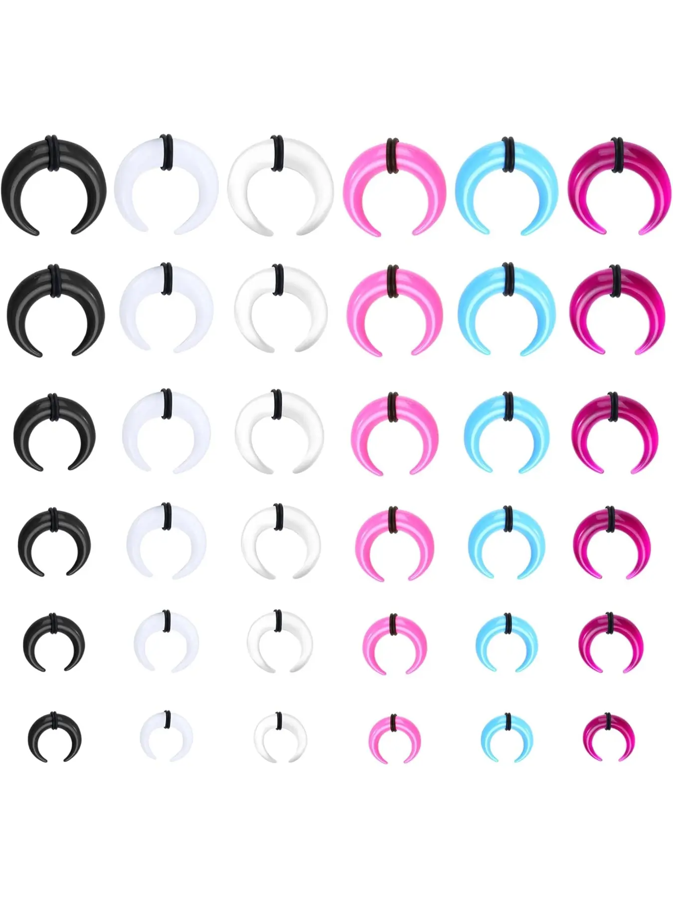 16G-6G Septum Pincher Tapers Rings Acrylic Stainless Steel Internally Threaded Spike Horseshoe Barbells Septum Pincher Nose Ear Cartilage Piercing Jewelry Stretching Kit for Women Men