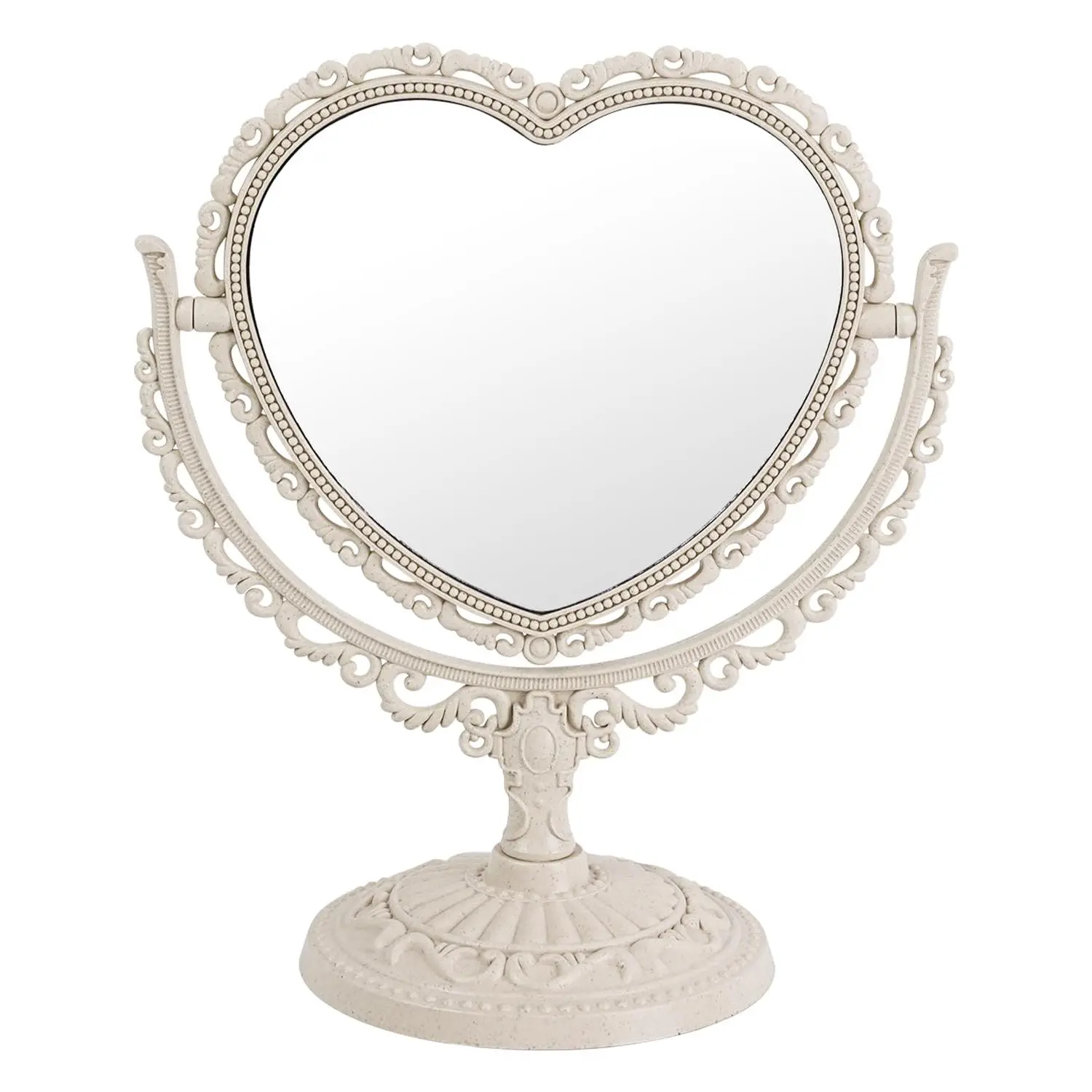 7 Inch  Heart Mirror - Elegant Desk Makeup Mirror with Double Sided 360  Rotation  Mirror for  Room Decor