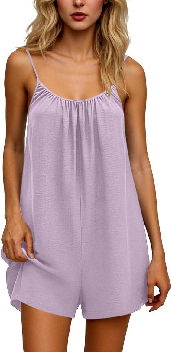 2026 New Women's One-Piece Pants Casual Sleeveless Tank Top Short Skirt Overalls with Narrow Straps and Pockets