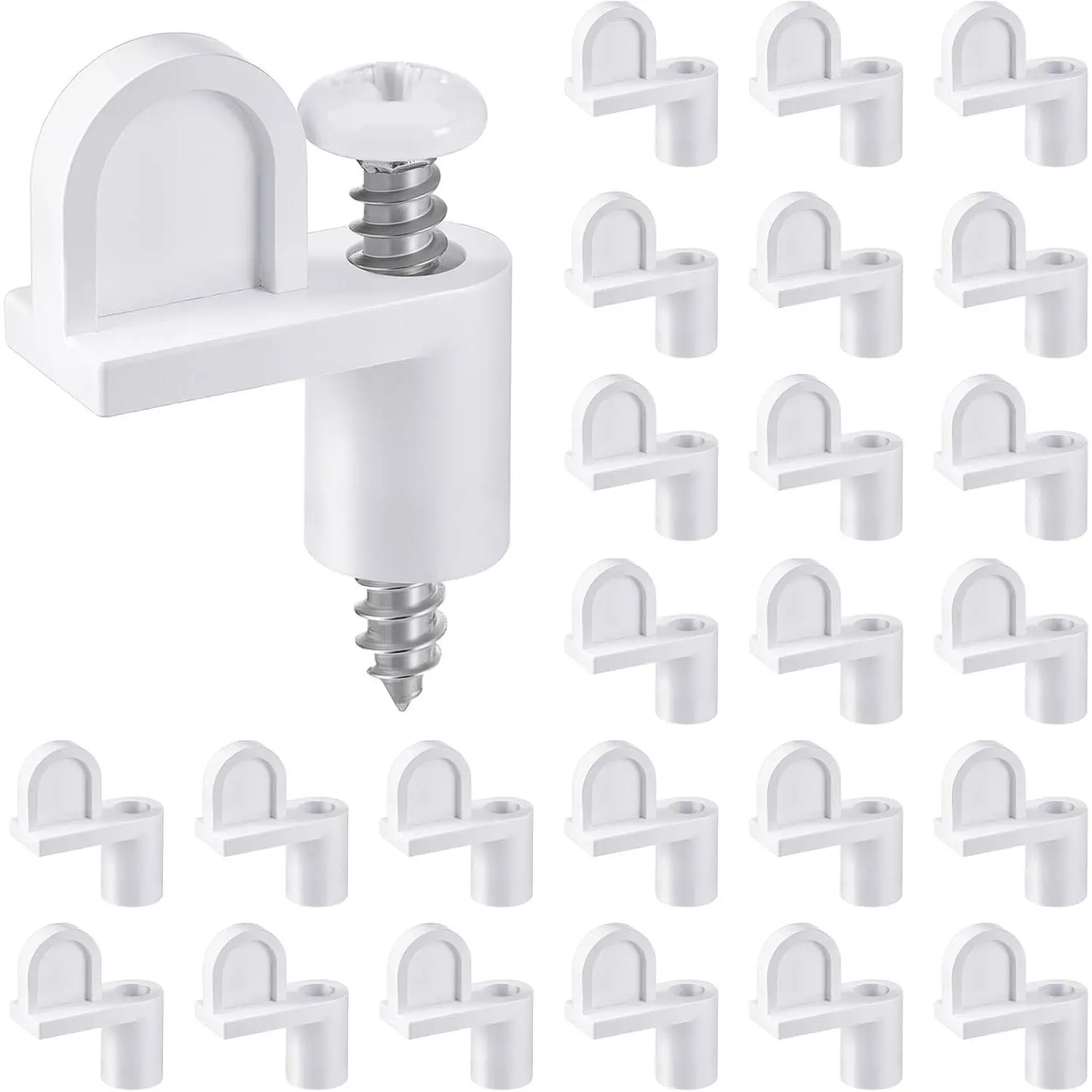 Blulu 24 Pack 3/8 in White Nylon Offset Window Screen Clips with Screws, for Fastening Storm Windows, Storm Panels, Screen Doors