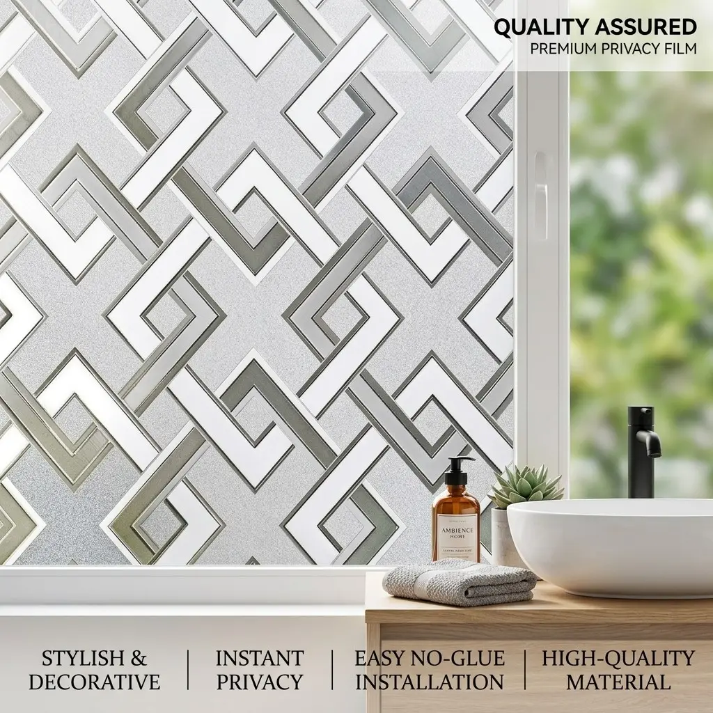 Reusable Static Glass Sticker, UV Protection, Multiple Styles and Sizes, Frosted Glass Film, Privacy Window Cling, Bathroom & Bedroom Use, Removable