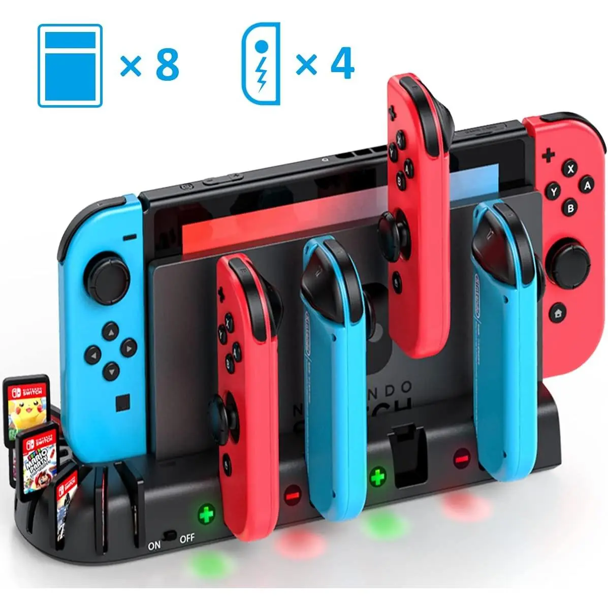 Controller Charger Dock Station Compatible with   Accessories & OLED Model Joycons,  Joycon  Dock Station with Upgraded 8  Storages,  Accessories