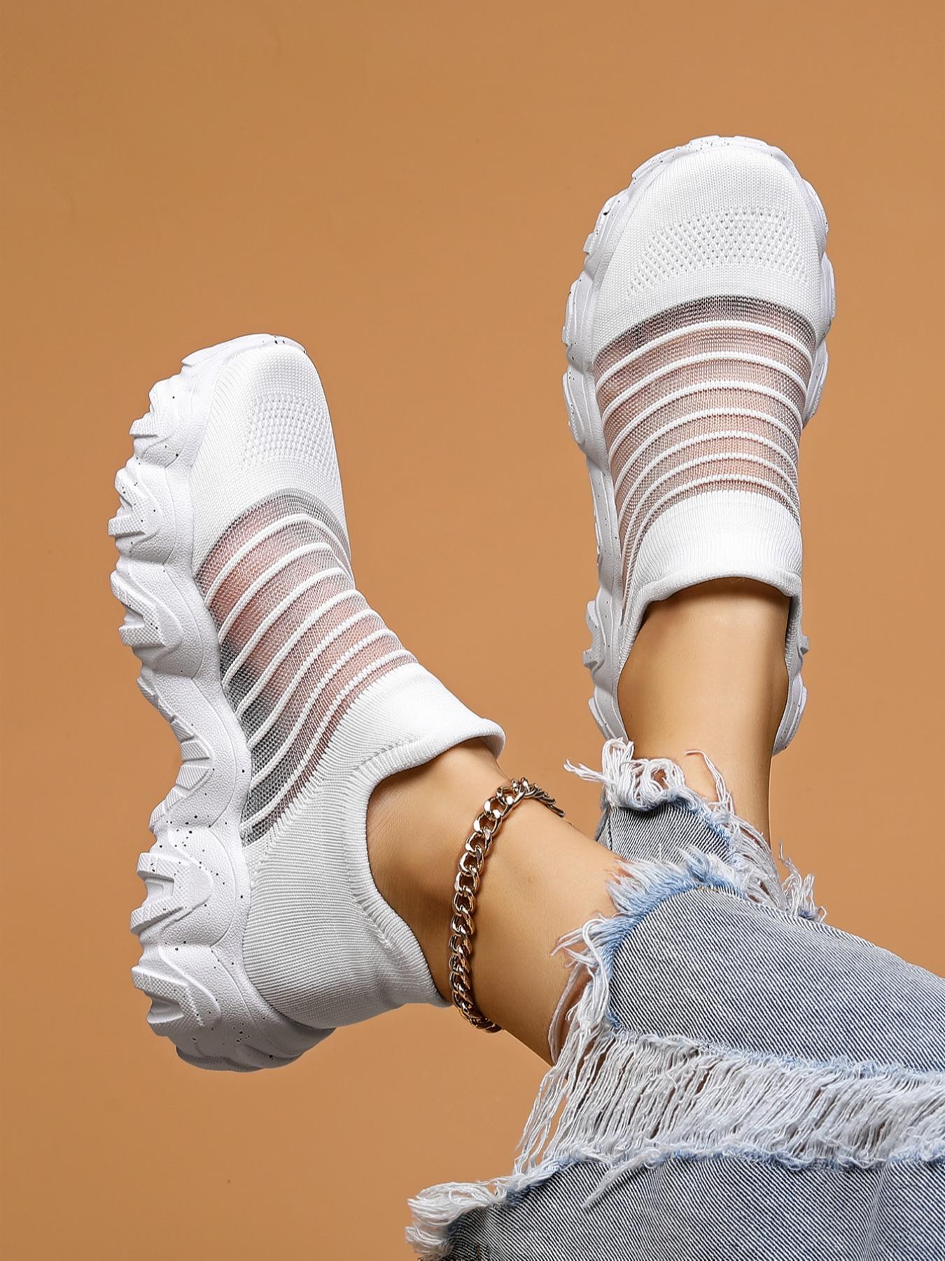 Women's Fashionable Breathable Mesh Sneakers, Casual Comfortable Sports Running Shoes, Female All-match Round Toe Shoes for Daily Wear, Athletic Running Shoes