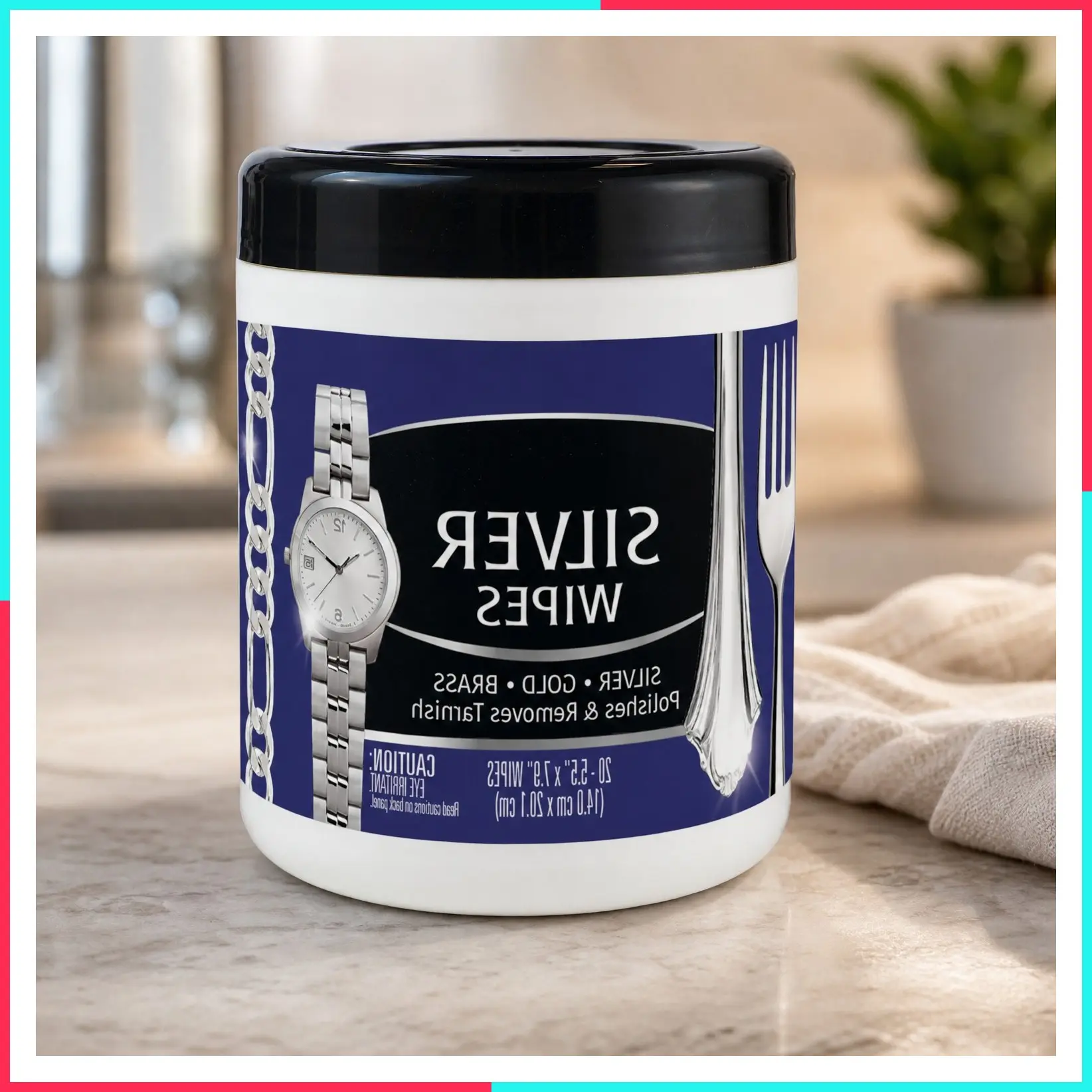Jewelry Polish Cleaner & Tarnish Remover Wipes - 20 Count - Safe for Silver Jewelry, Antique Silver, Gold, Brass, Copper and Aluminum