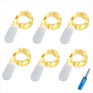Fairy Lights CR2032 Battery Operated,6.6Ft/2Meter 20 LEDs Micro Silver Wire String Lights for Bedroom Christmas Party Wedding Decoration (Warm White, 6 Pack)fidget toys