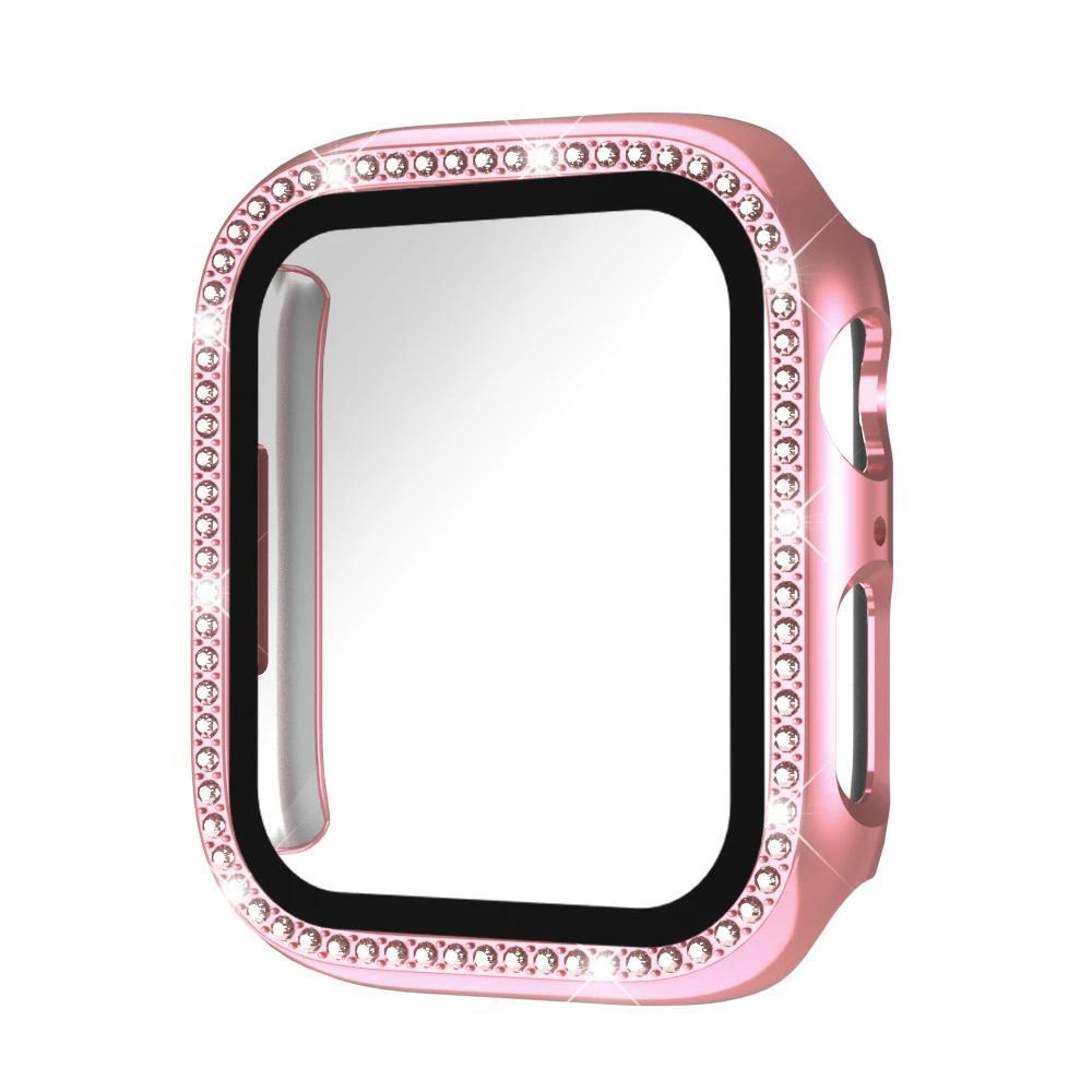 Diamond Case For Apple watch series 10 9 8 7 6 5 4 se 46mm 42mm 44mm-40-41-45mm Glass+Bling Bumper Screen Protector Accessories