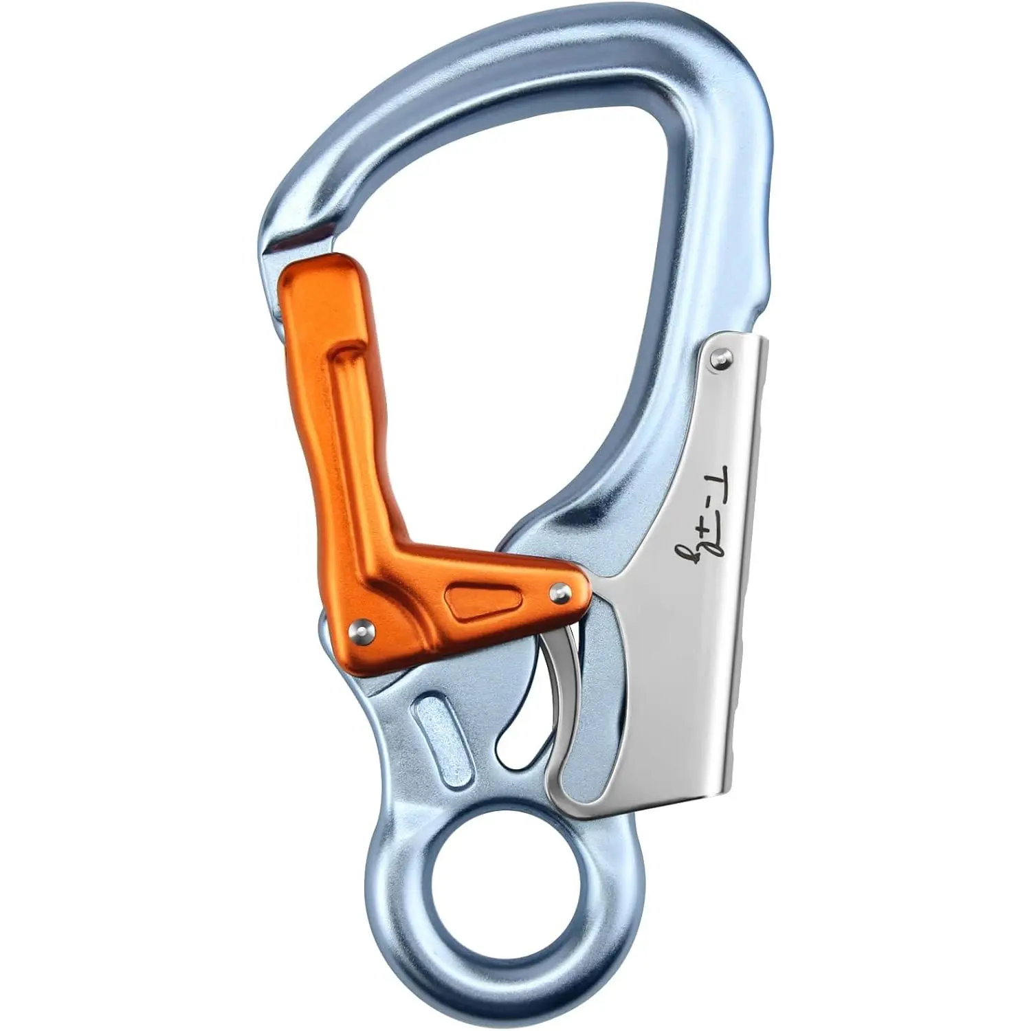 T-Fly Auto Locking Carabiner 35KN (7868 lbs), UIAA Certified 5.5" Climbing Rock Carabiner, Heavy Duty Captive Eye Snap Hook with Double Lock Design for Rappelling, Climbing, Ropes (Blue & Orange)