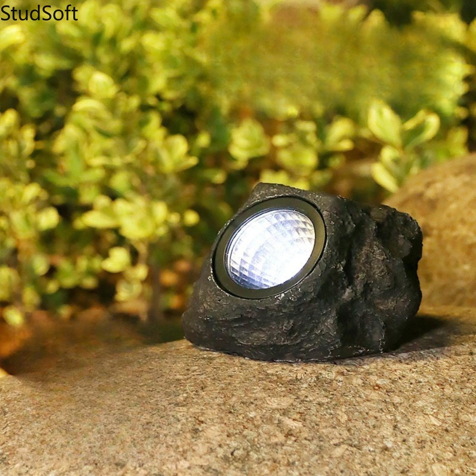 Cross-Border Solar-Powered 4-LED Faux Stone Light — Waterproof Outdoor Garden, Lawn, and Courtyard Decorative Spotlight