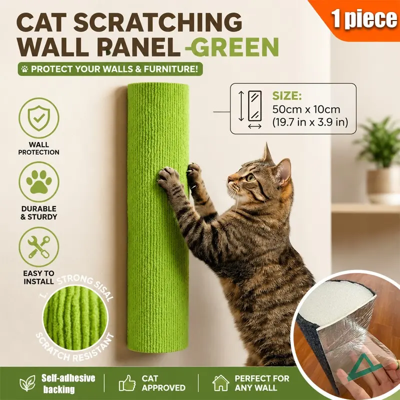 Self-Adhesive Cat Scratching Post, Durable Wear-Resistant Fabric, No Drilling Installation, Protects Furniture, Suitable for Single or Multiple Cats