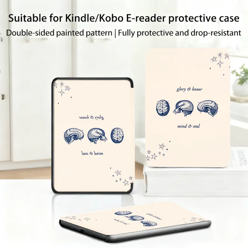 for Kindle/kobo/Tolino Case Brain And Stars Pattern Print for New Kindle 11Th 2019, for Kindle 11th Generation Case for Kindle 11Th (2022/2024), 6-Inch, 7-Inch Kindle Paperwhite 12Th Generation 2024 Vision Color (2024) /Vision 6 (2021）/Shine Color (2024),