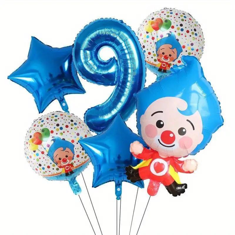 8PCS New Circus-themed Clown Aluminum Film Balloon Set Birthday Party Decoration