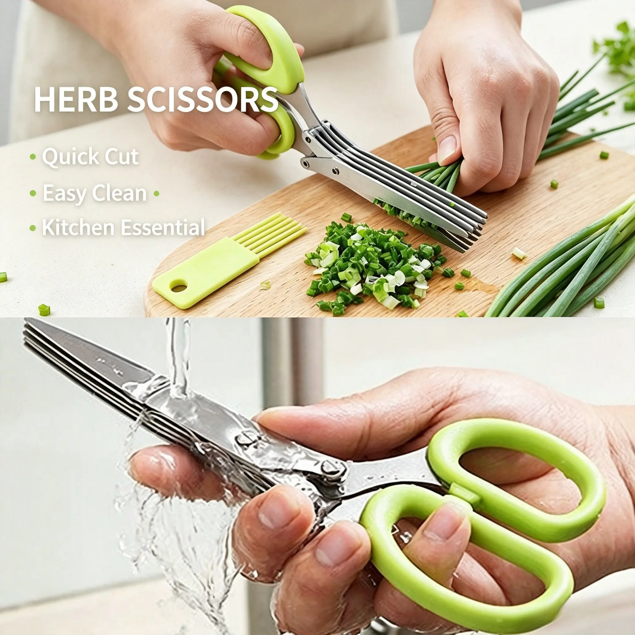 2026 New Multi-Layer Stainless Steel Kitchen Scissors, 3/5 Blades Multi-functional Household Vegetable Green Onion Cutting Shears, Creative Herb Cutter Scissors, Kitchenware