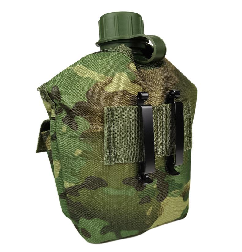 Tactical Military Canteen Kit with Camo Cover, 1L Portable Water Bottle Set for Camping, Hiking, Survival & Outdoor Adventures