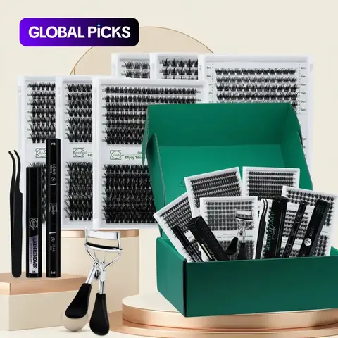 Eyelash Extensions Set, Cosmetic Eyelash Extension, Eyelash Clusters Kit, 10 Pcs/Box Mixed Length Individual False Eyelashes with Eyelash Glue & Tweezers, DIY Eyelash Clusters, DIY Volume Eyelashes, Natural Eyelash Extensions, Professional Eye Makeup Tool