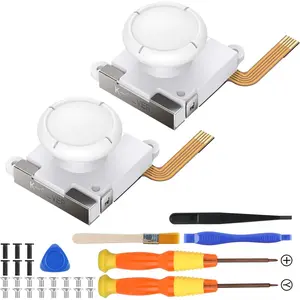 TMR Hall Effect Joystick Replacement for JoyCon - 30 in 1 [No Drifting] Joycon Joystick Replacement for /OLED Joy Con Controller & Lite, Hall Effect Joycon Repair Tool Kit [2 Pack]-White