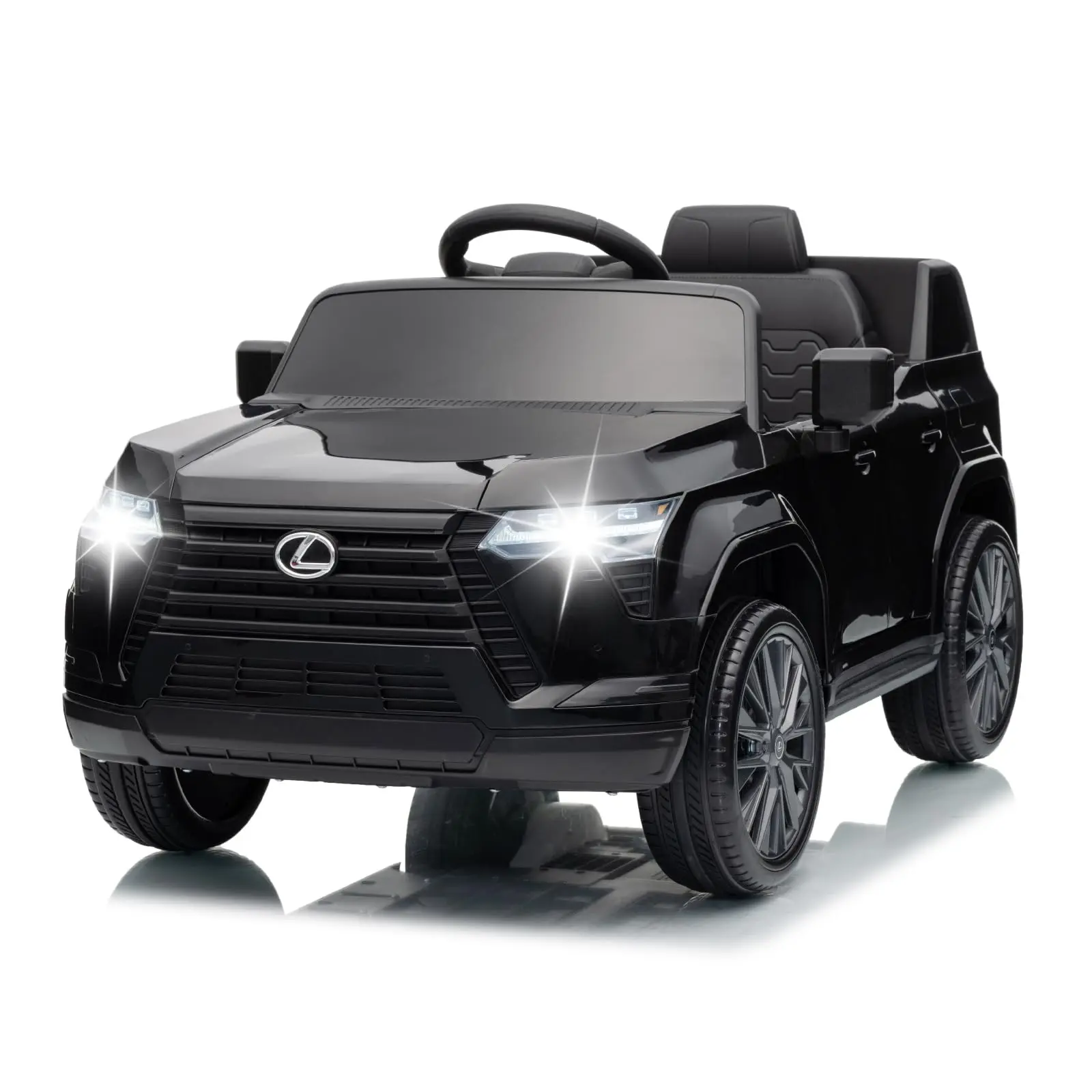 Licensed Lexus GX550 12V Kids Electric Ride-On Car w/ Parent Remote Control - 4-Wheel Suspension - LED Lights & Music - Battery Powered Outdoor Ride-On Toy, Black/White/Gray.Green/Red