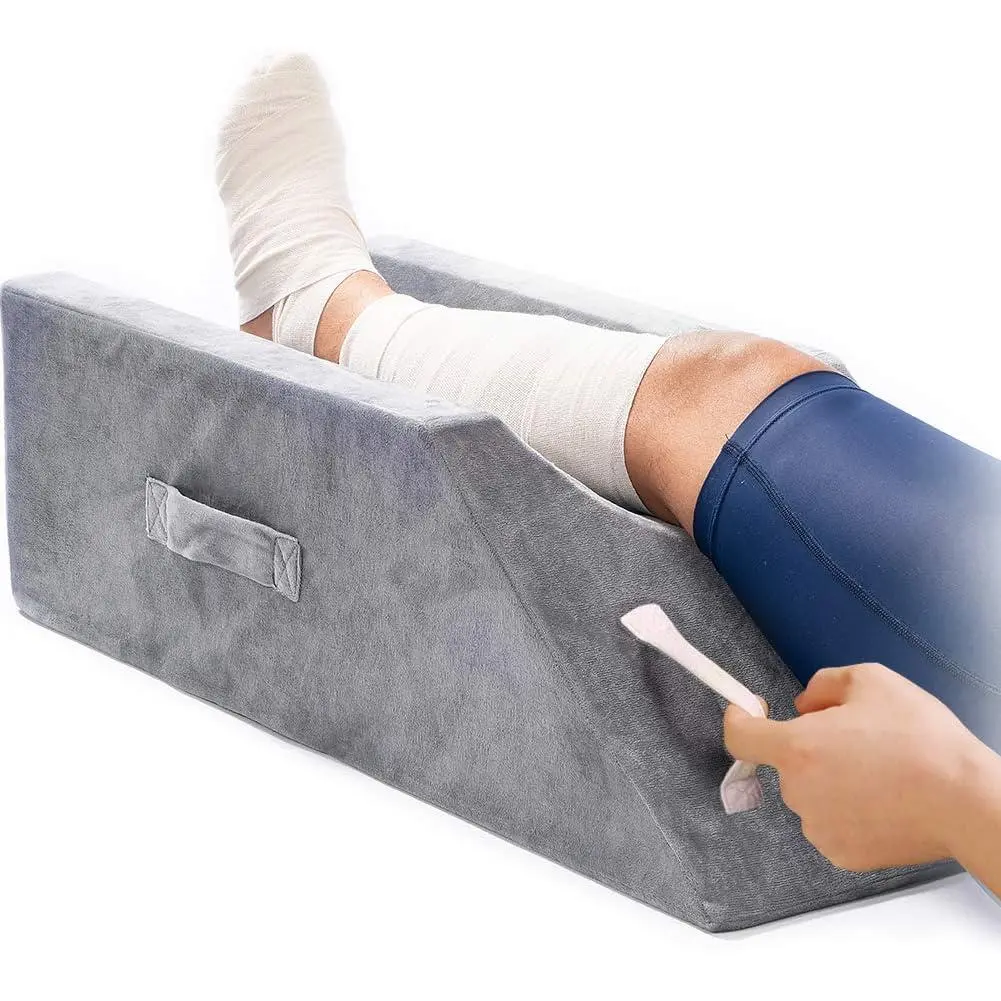 Memory Foam Leg Support and Elevation Pillow w/Dual Handles for Surgery, Injury, or Rest