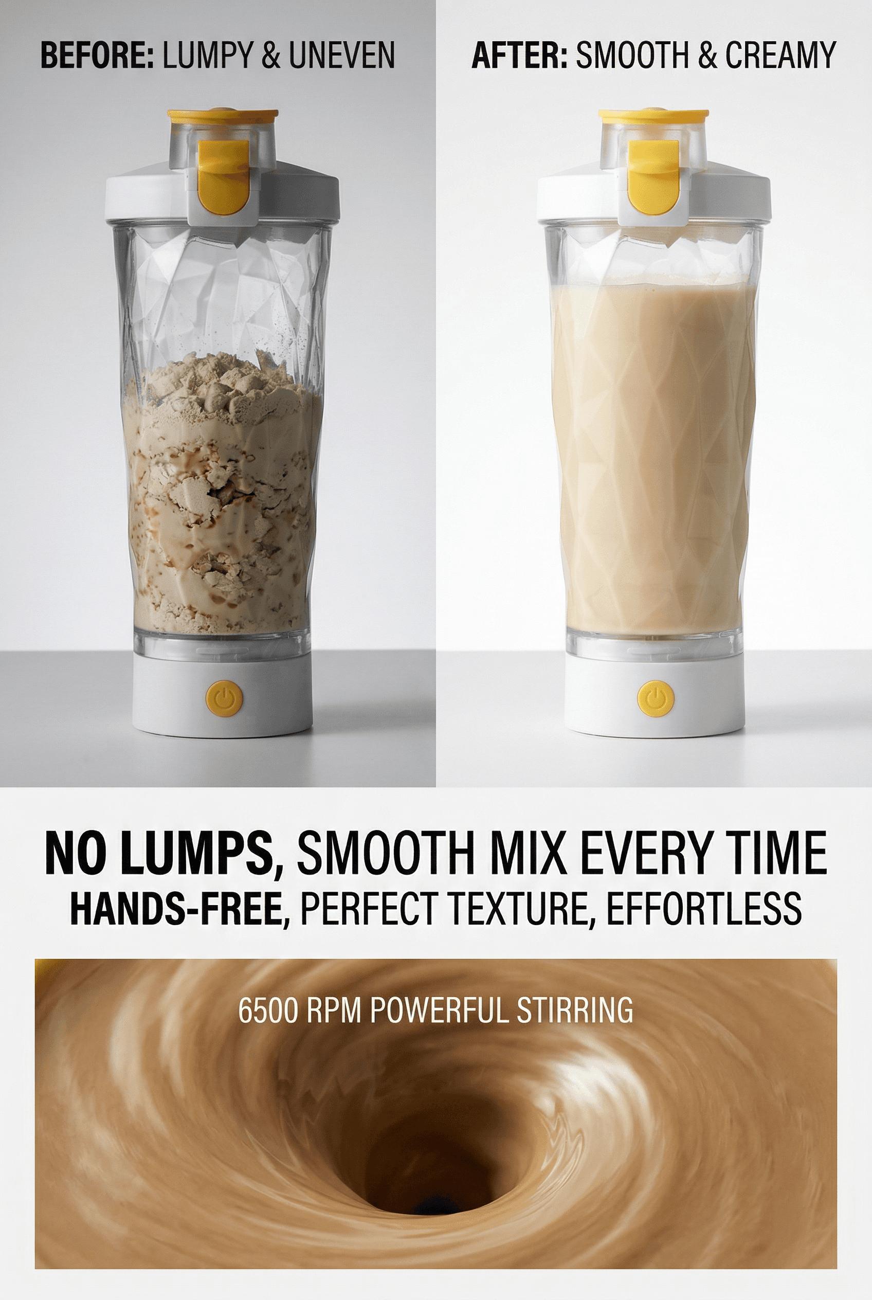 Electric Protein Shaker Bottle - Smart Blender Bottle, Leak-Proof Design, BPA-Free Tritan,USB Rechargeable Mixer Cup for Shakes and Meal Replacements