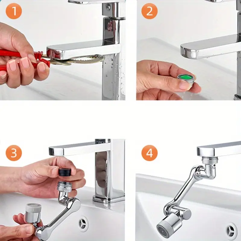 2-in-1 Silver Kitchen Faucet with Mechanical Arm Design - Splash Guard Extender, Universal Fit for Sinks and Bathrooms (Faucet Extender)