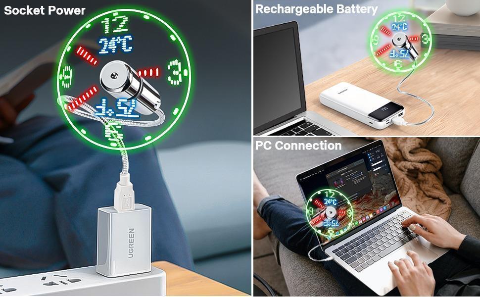 SUNDAY MIRTH P-BOF04    New USB Clock Fan with Real Time Clock and Temperature Display Function,Silver,1 Year Warranty
